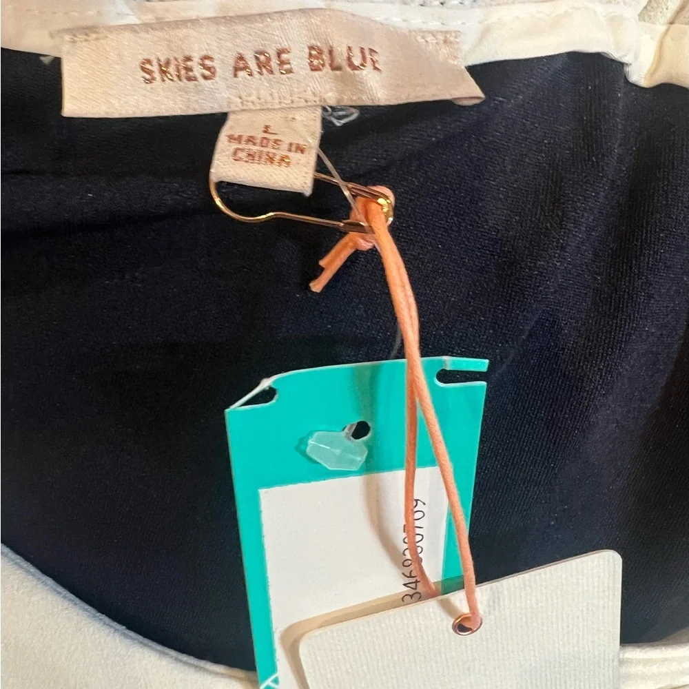 Skies Are Blue Navy Blue Pencil/Midi Skirt with White Trim - Picture 5 of 8